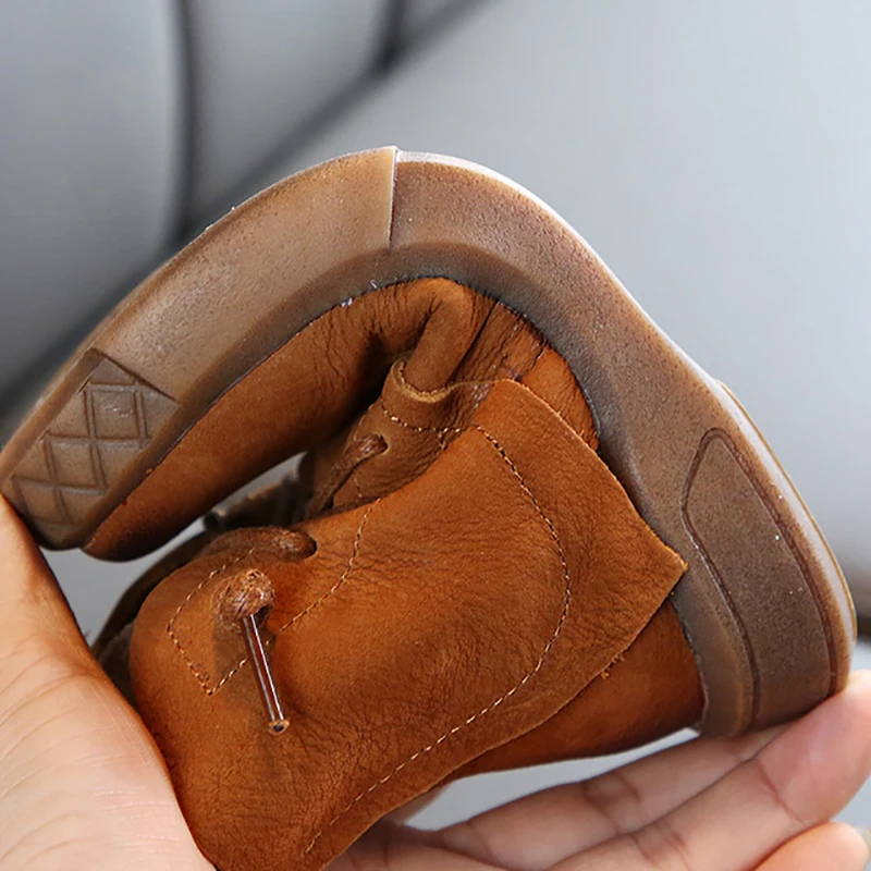 Детская обувь Dolakids Новинка осени и зимы ботильоны из воловьей кожи для мальчиков