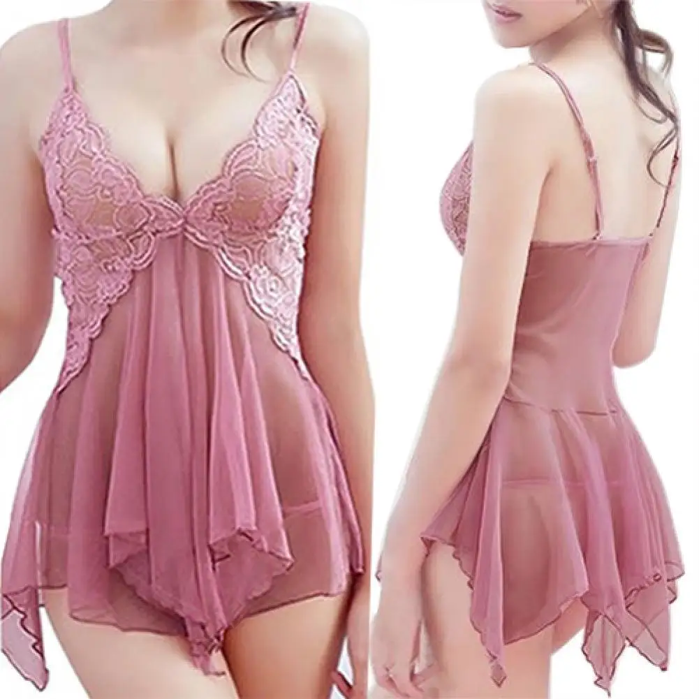 

Women Sexy Breathable Thong Lace Underwear Babydoll Sleepwear G-string Sheer Sexy Lace Nightdress Tempt Perspective Sleepwear