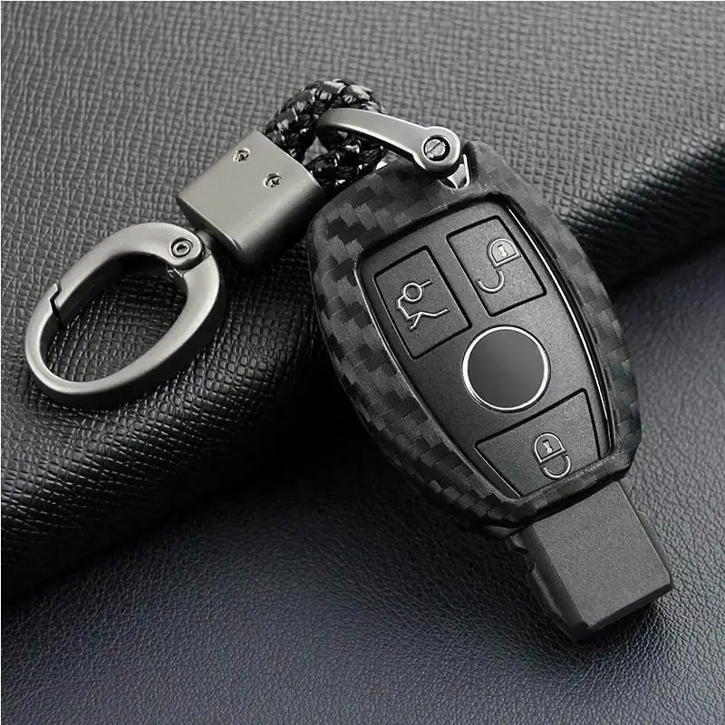 

Cover Key Case Fob Parts Accessories Car Carbon Fiber Style Scratch-resistant For Mercedes-Benz