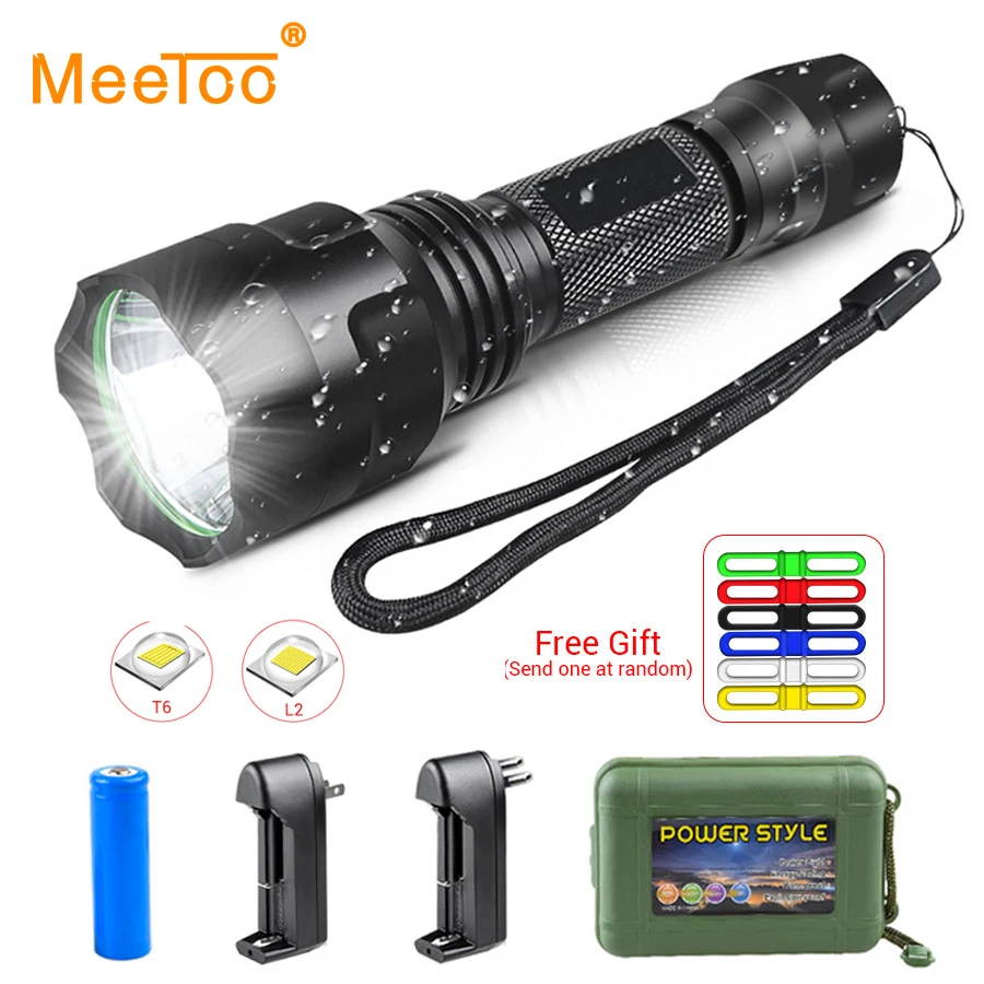 Мощный тактический светодиодный фонарик C8 18650 перезаряжаемый фонарь T6