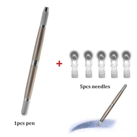 disposable tattoo set double end eyebrow tattoo pen 1p 5p roller eyebrow needles tattoo curved blade semi permanent makeup pen