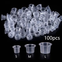 100pc sml plastic disposable microblading tattoo ink cups permanent makeup pigment clear holder container cap tattoo accessory