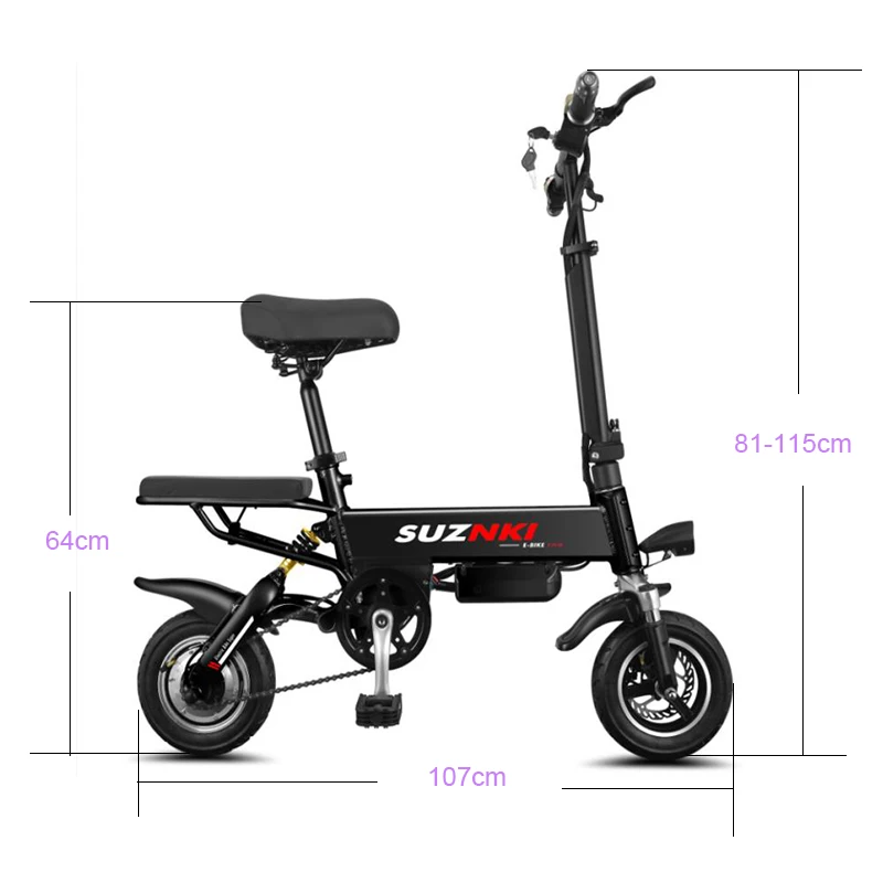 10 дюймовый электрический велосипед портативный складной мини для взрослых