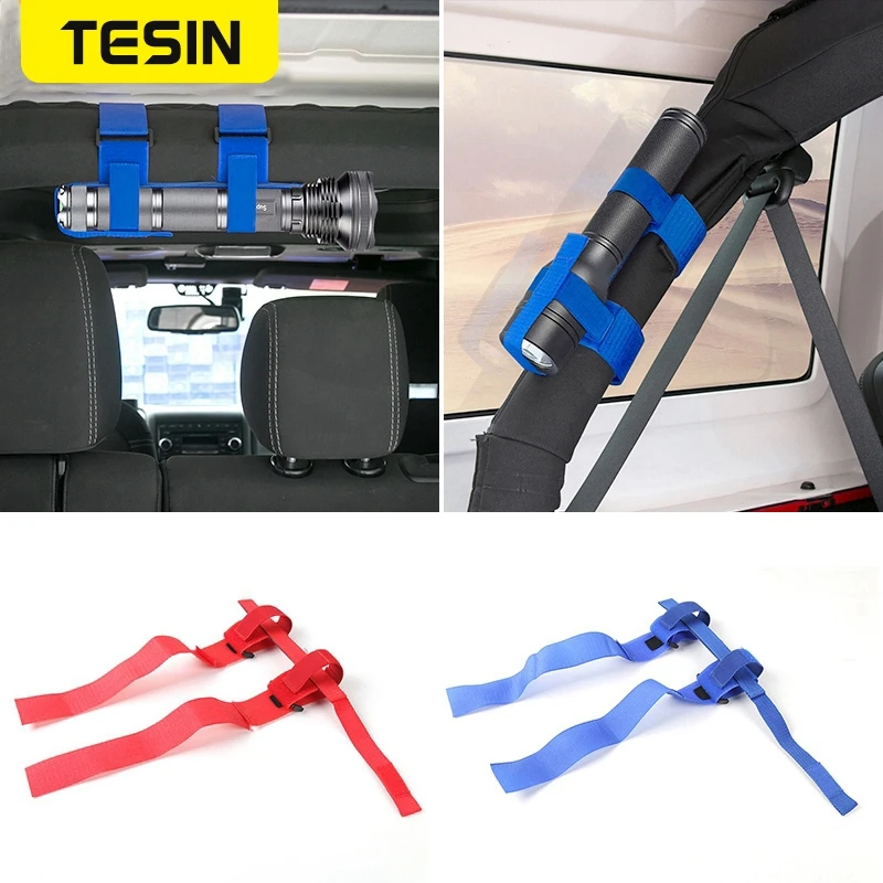 

TESIN Electric Torch Flashlight Holder Bandage Interior Car Accessories for Jeep Wrangler TJ JK JL 1997-2018