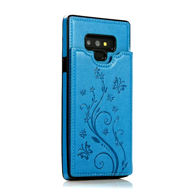 Роскошный кожаный чехол для samsung S9Plus чехол S10Plus Note9 чехол для Note 9 Galaxy S10 S9 S8 Etui для samsung Note 10 Plus чехол S10E - Цвет: Blue Pattern