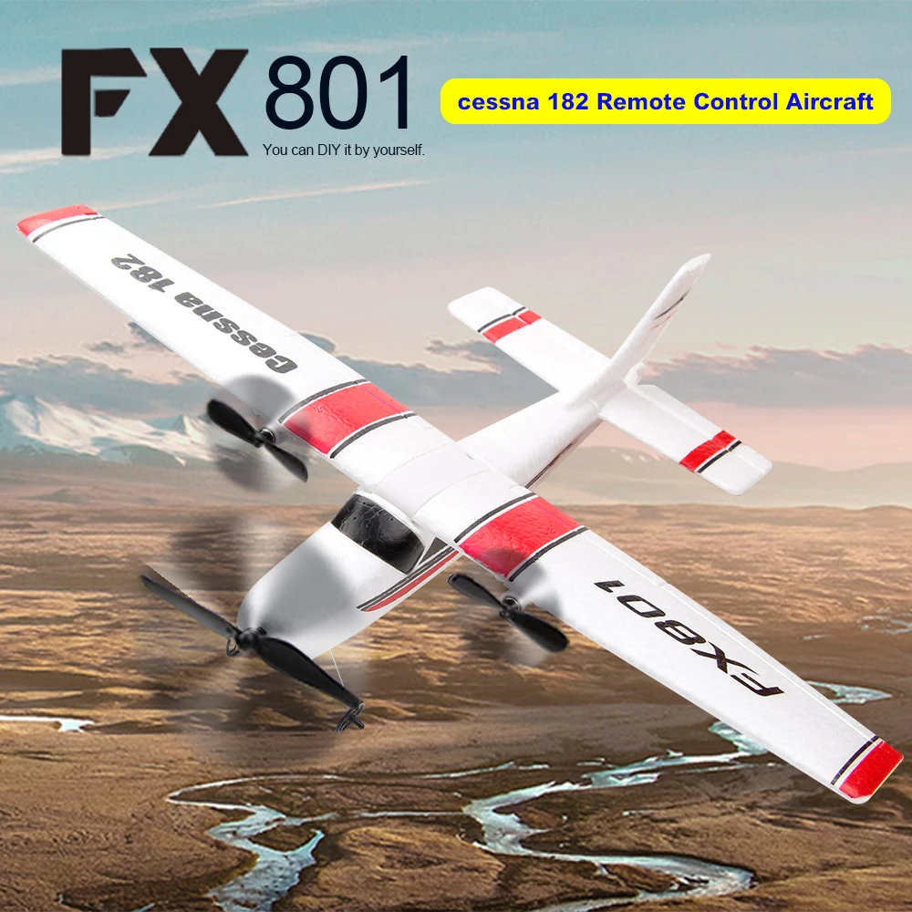 

FX801 Airplane Cessna 182 DIY RC Plane 2.4GHz 2CH EPP Craft Electric RC Glider Airplane Outdoor Fixed Wing Aircraft for Kids