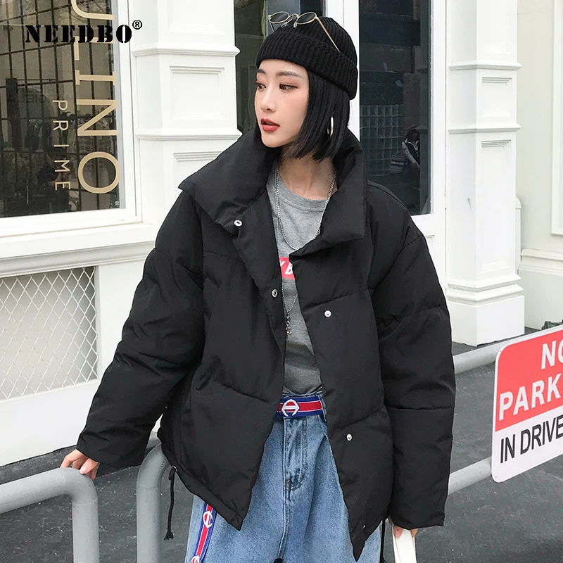 NEEDBO Winter Jacket Women Oversize Warm Winter Coat Women 2021 Cotton Padded Female Woman Winter Coats  Women Parka Outwear