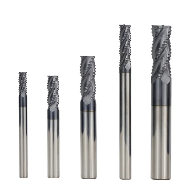 

Drillpro 4/6/8/10/12mm Tungsten Carbide HRC55 Roughing End Mill 4 Flute Spiral CNC Router Bit TiAIN Coating End Milling Cutter