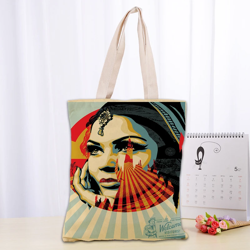 Новинка Холщовая Сумка-тоут Shepard Fairey модная прочная Женская Студенческая сумка