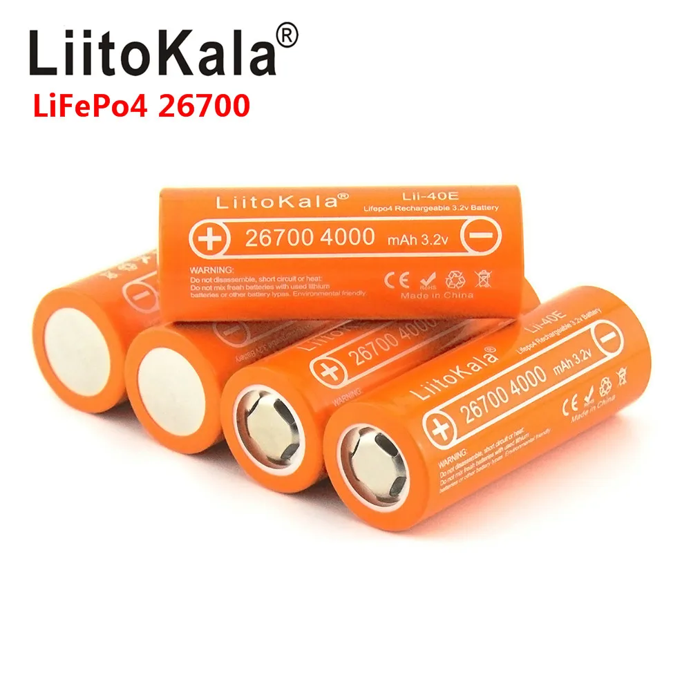 Аккумуляторная батарея LiitoKala Lii-40E3.2V 26700 4000 мАч Lifepo4 для световых сигнальных