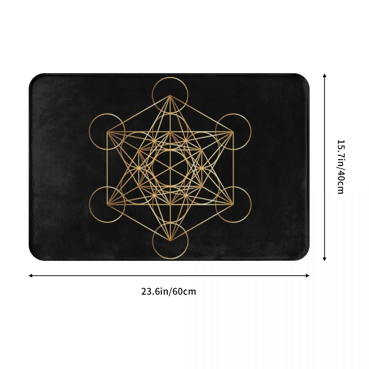 Metatron's Cube Golden Line полиэстер коврик нескользящий прочный для входа кухни спальни