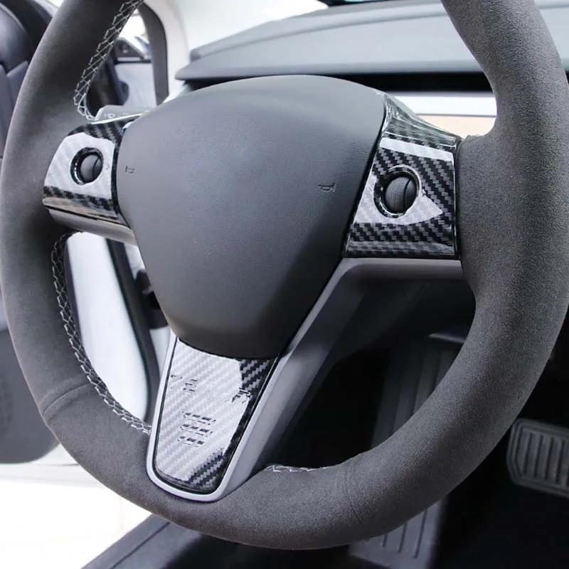 

Interior Accessories For Tesla Model 3 Model3 Steering Wheel Button Cover Decorative Frame Sticker
