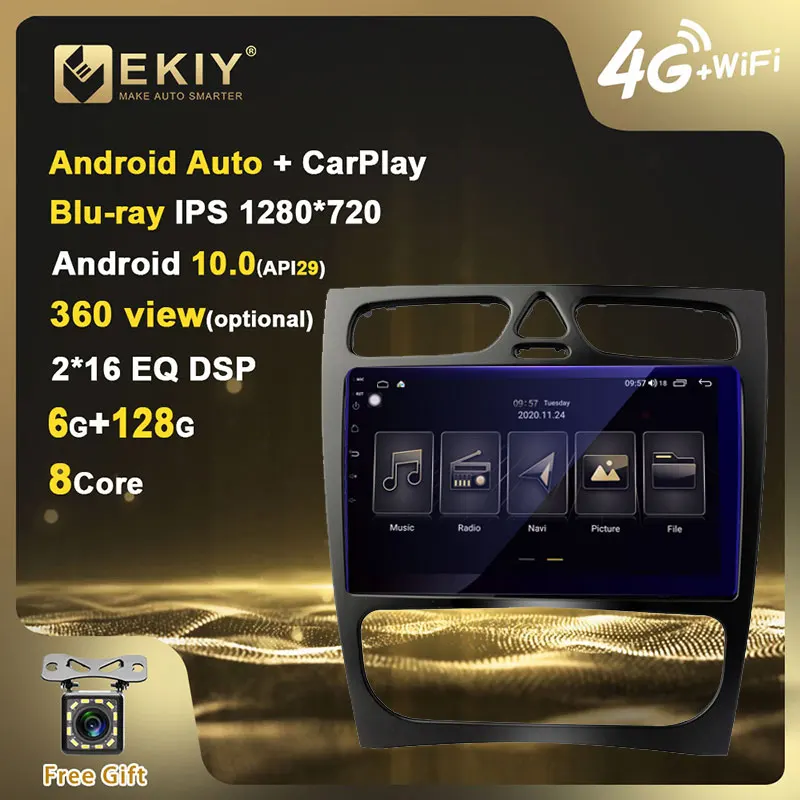 

EKIY Blu-ray IPS DSP Android 10 For Mercedes Benz C-Class W203 C200 C320 C350 CLK W209 2002-2005 Car Radio Player GPS Navigation