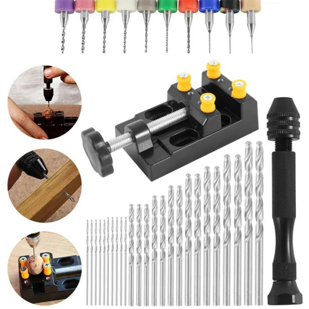 

37PCS Mini Engraving Drill Bits Mini Micro Drill Manual Hand Drill For Beads Watch Repair Tools HSS Twist Drills Rotary