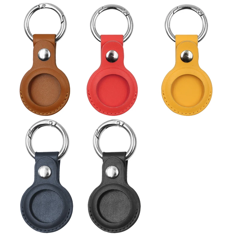 

Protective Case For Aircovered AirTag Leather Cases Keychain Protective Cover For Apple Air Tag Tracker Buckler Multicolor