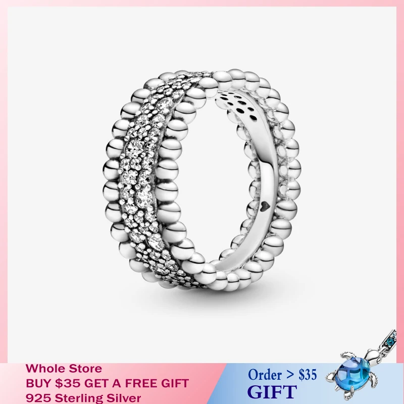 Женское кольцо из серебра 100% пробы с бусинами|Кольца| |