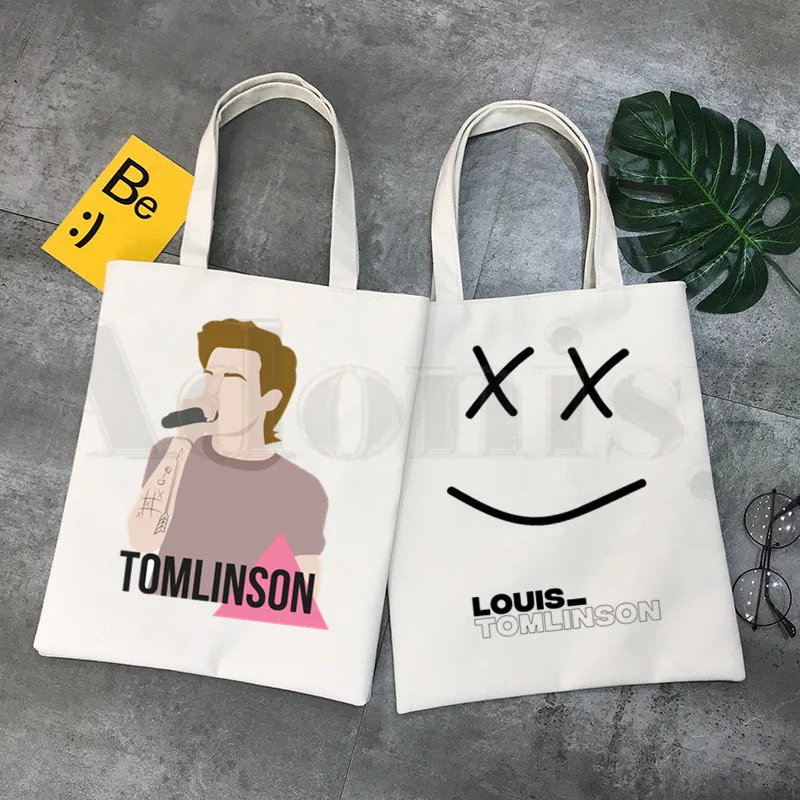 

Louis Tomlinson One Direction Design Shoulder Canvas Bags Large Capacity College Harajuku Handbag Women Bag Shopping Bag