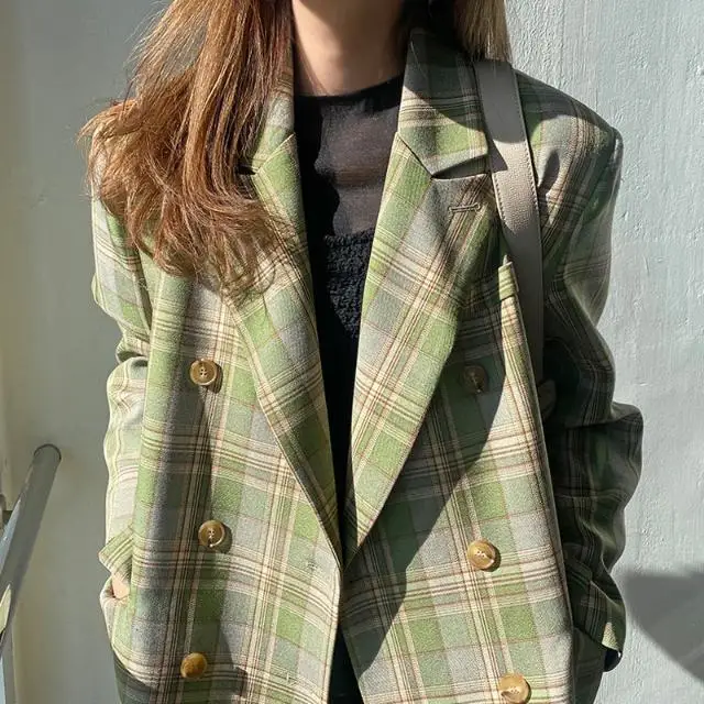 

C Plaid Small Suit Women's Early Spring New 2020 Korean-Style Loose Casual Drape Suit Jacket