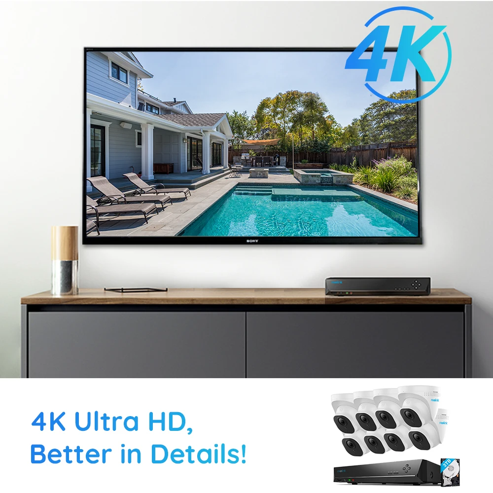 Reolink RLK16-800D8 8MP 4K Ультра камера HDD система 16ch PoE NVR и 8 ip-камеры с питанием по Комплект