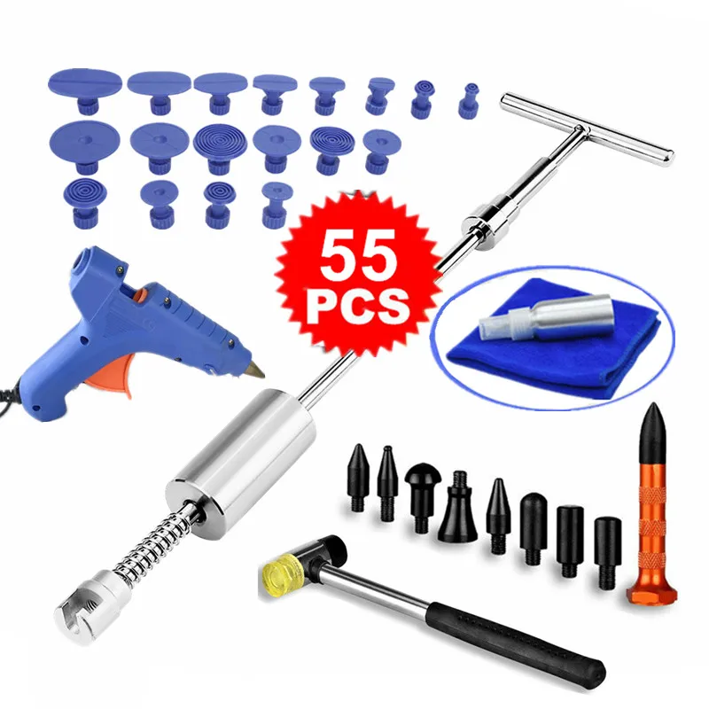 melhor Novo-ferramentas Do Carro Kit De Ferramentas De Remoção Paintless Dent Repair Extrator Kit Slide Martelo Reverso Cola Tabs Ventosas Para Kit De Granizo