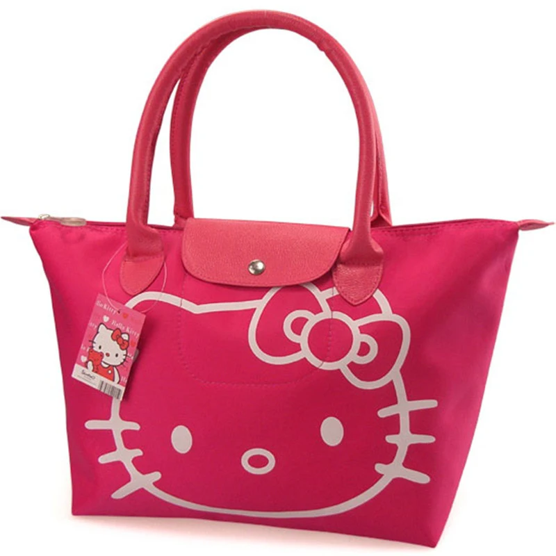 Новая Модная Портативная дамская сумка HELLO KITTY, Большая вместительная Холщовая Сумка на плечо с милым рисунком, клатч, HK-213