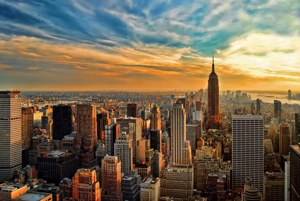 Городской пейзаж Нью-Йорка 2 шт. шелковая ткань яркая декоративная наклейка | Дом