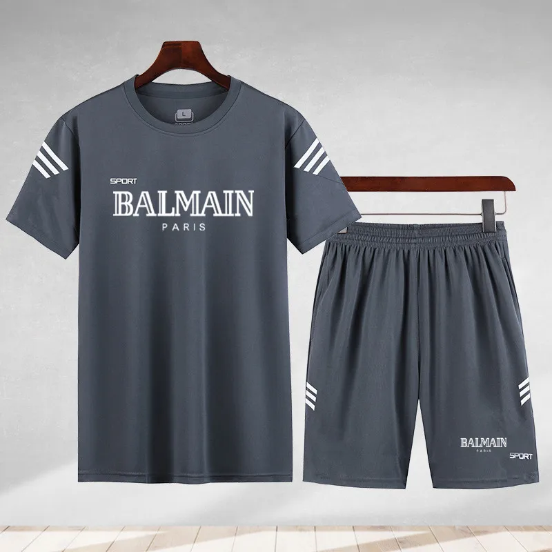 

Summer Sportswear Letter Printing Suit Men's Jogging Suit Fitness Suit Men's Suit T-Shirt Short Sleeve + Pants 2-Piece Set