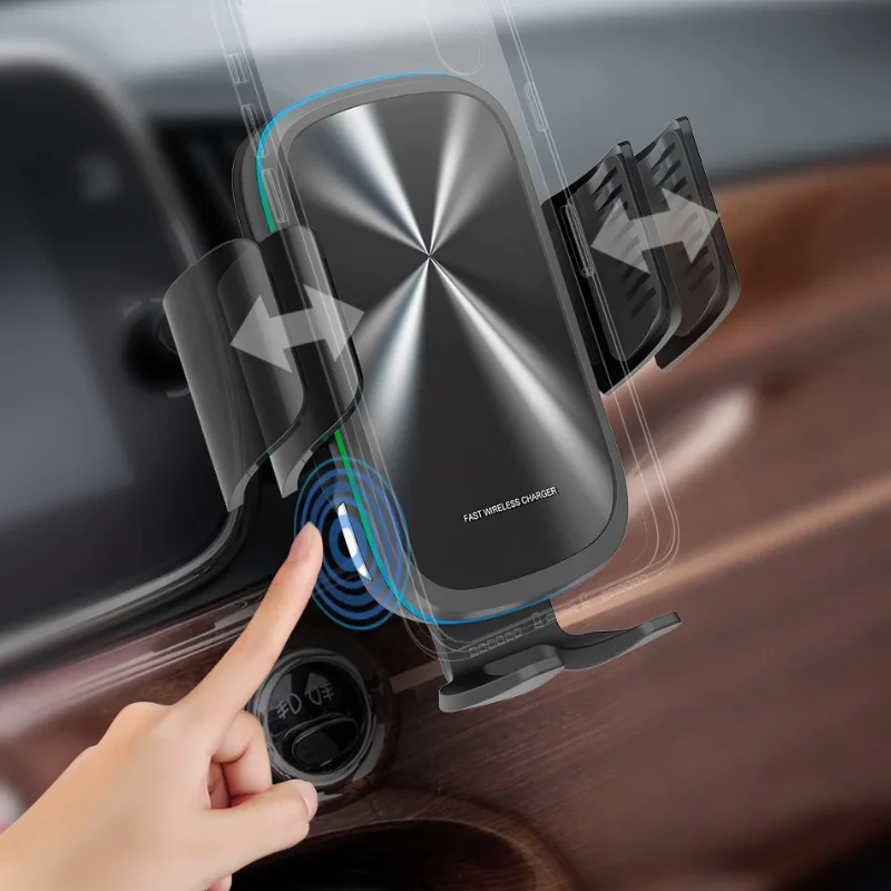 

Automatic Car Phone Holder 15W Coil Sensor Fast Qi Wireless Charger New Arrival 2021 Smartphone Holder Air Vent Mount