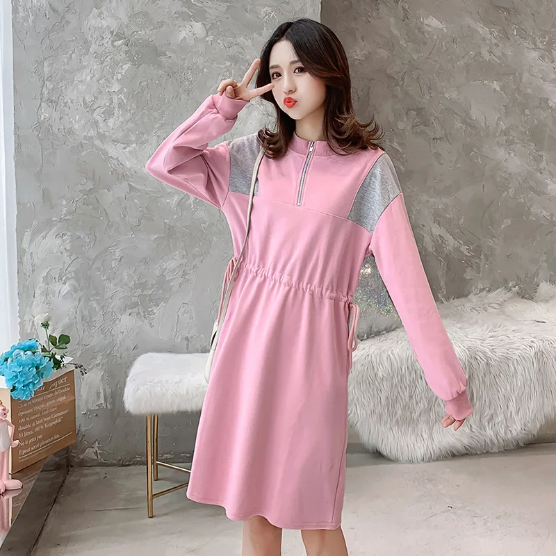 Осенние толстовки с длинными рукавами повседневные платья для беременных Одежда