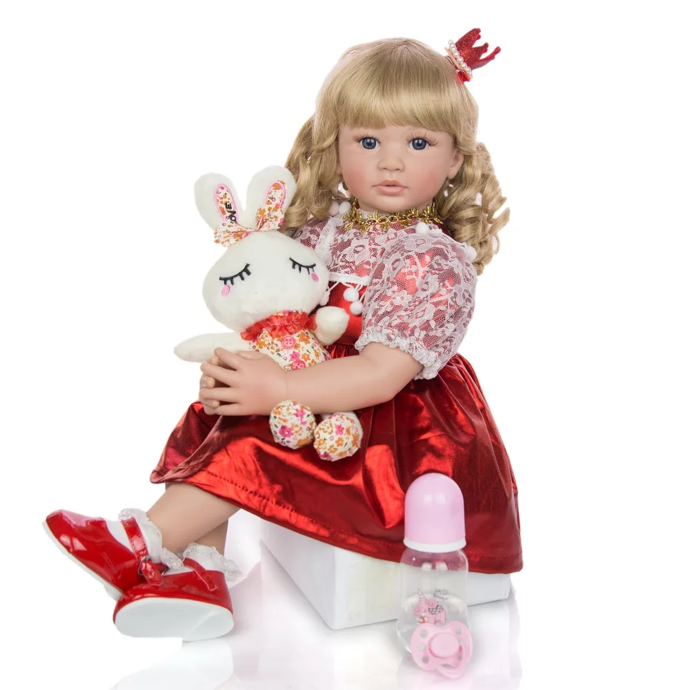 Кукла реборн с длинными кудрявыми светлыми волосами 60 см | Игрушки и хобби