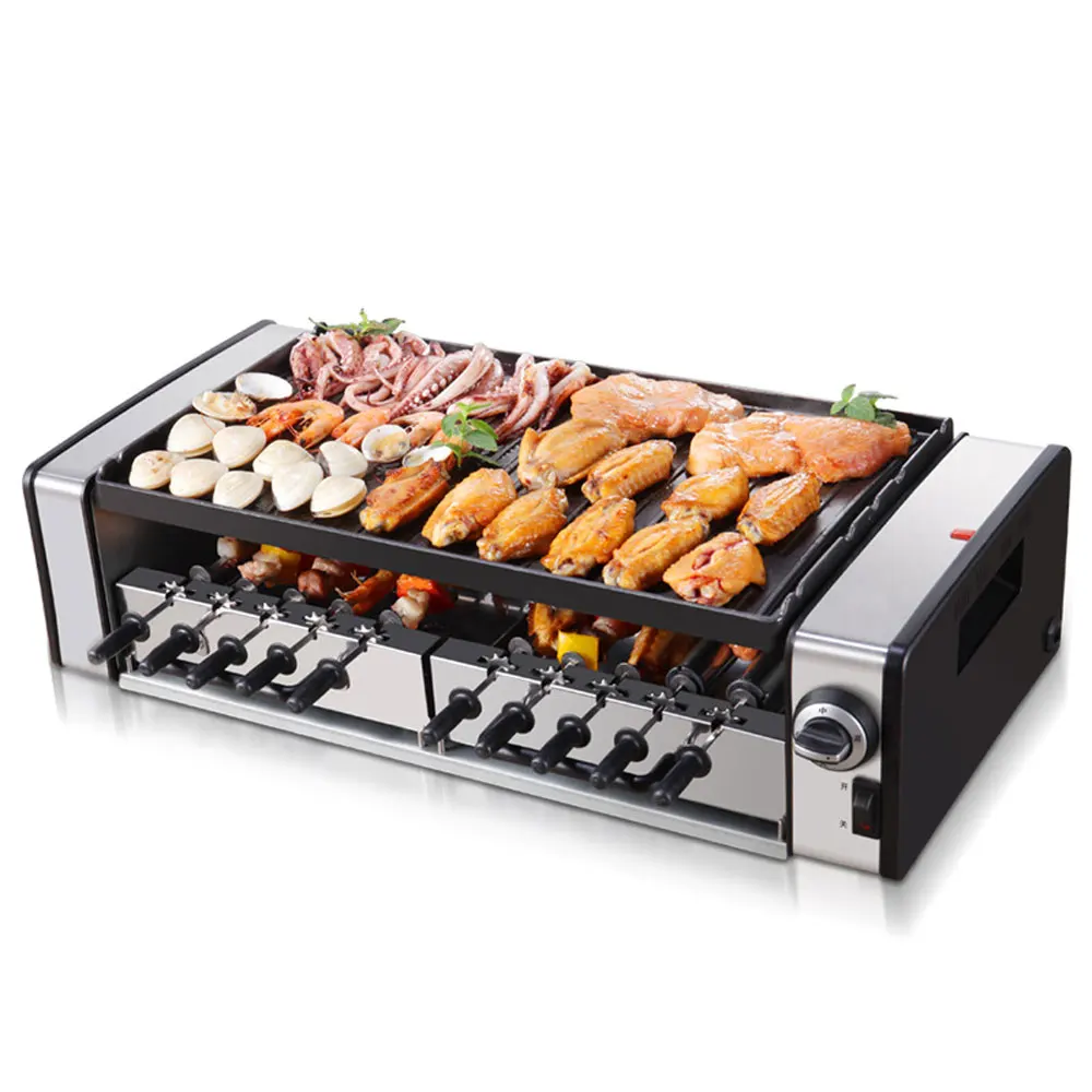 household electric grill barbecue machine korean barbecue skewers automatic rotating grill 10 skewers free global shipping