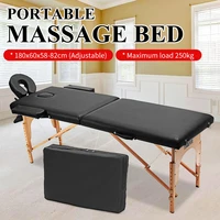 massage table portable 2 section folding couch bed lightweight beauty salon tattoo therapy wooden frame 60 cm width black
