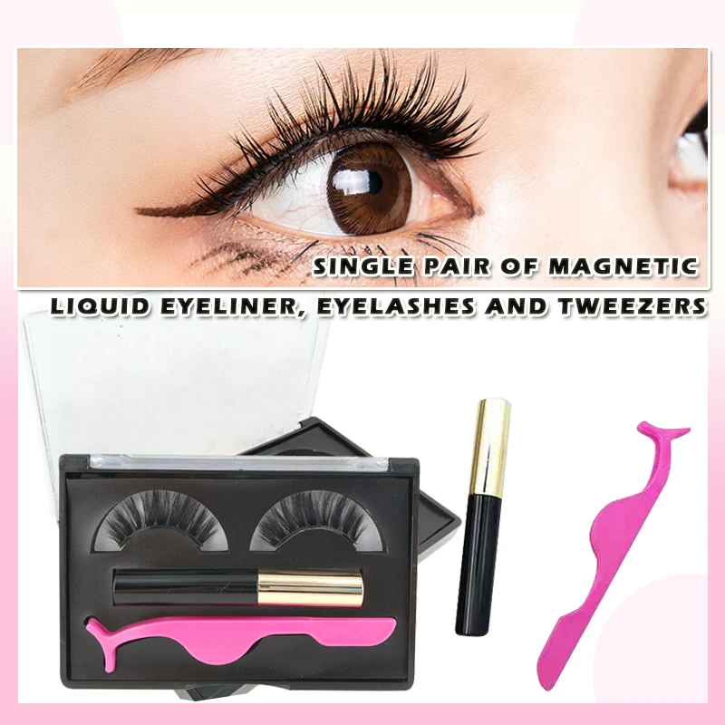 

1 Pair of eyeliner, false eyelashes and tweezers. Simulate high-quality handmade false mascara liquid eyeliner