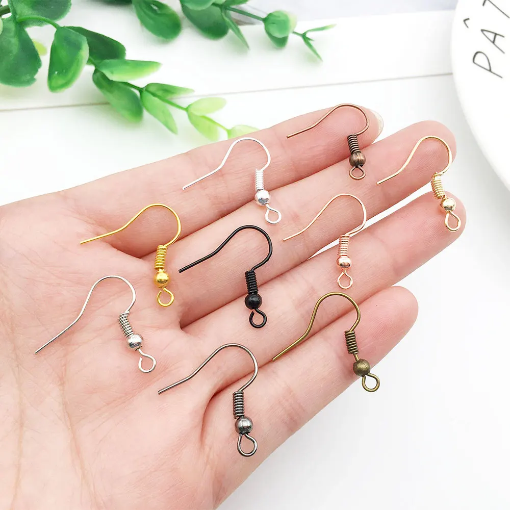 

DIY Jewelry Handmade Earrings Beaded Material Earrings With Round Bead Ear Hook and Bend Ear Hook 100 pcs