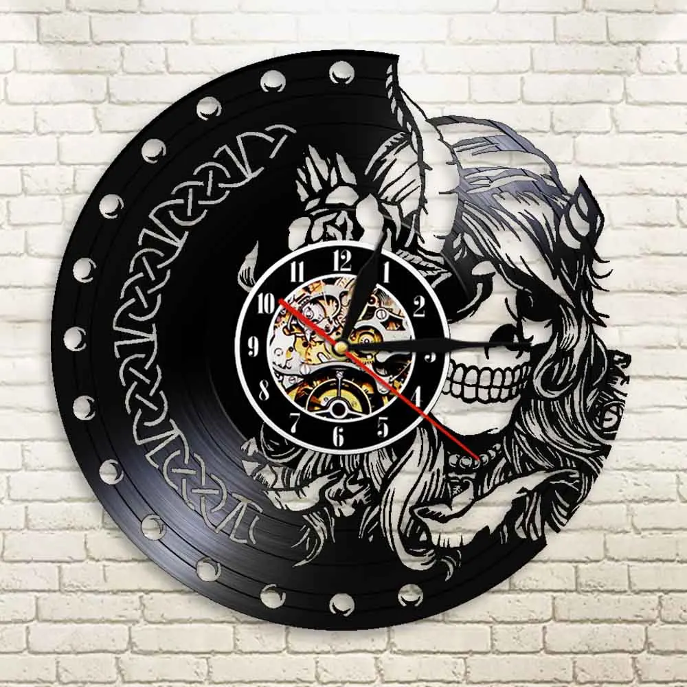 Загадочные виниловые часы Norse Magick бесшумные кварцевые настенные красивые
