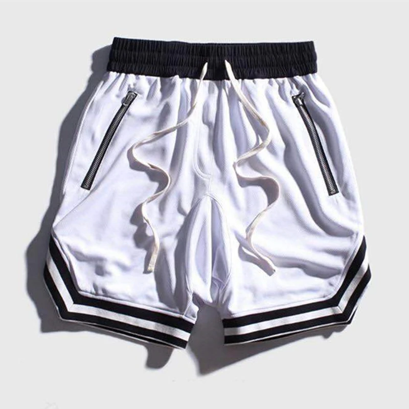 

Striped Edge Mesh Sports Shorts Loose Tether New Men's Summer Running Basketball Training Breathable Fltness Flve-Point Pants