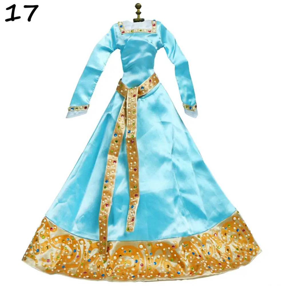 Lot Classic Dress Copy Elsa Bella Princess Party Ball Gown Dancing Fairytale Skirt Doll Accessories Clothes For 17 inch Doll Toy - Цвет: For Merida-17