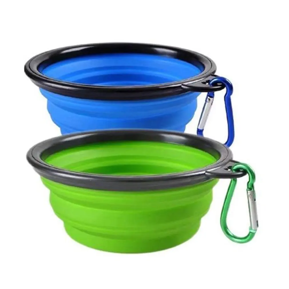 

2Pcs 350ML Dog Pet Foldable Silicone Bowl with Buckle Outdoor Travel Portable Puppy Food Water Container Feeder Dish Bowl