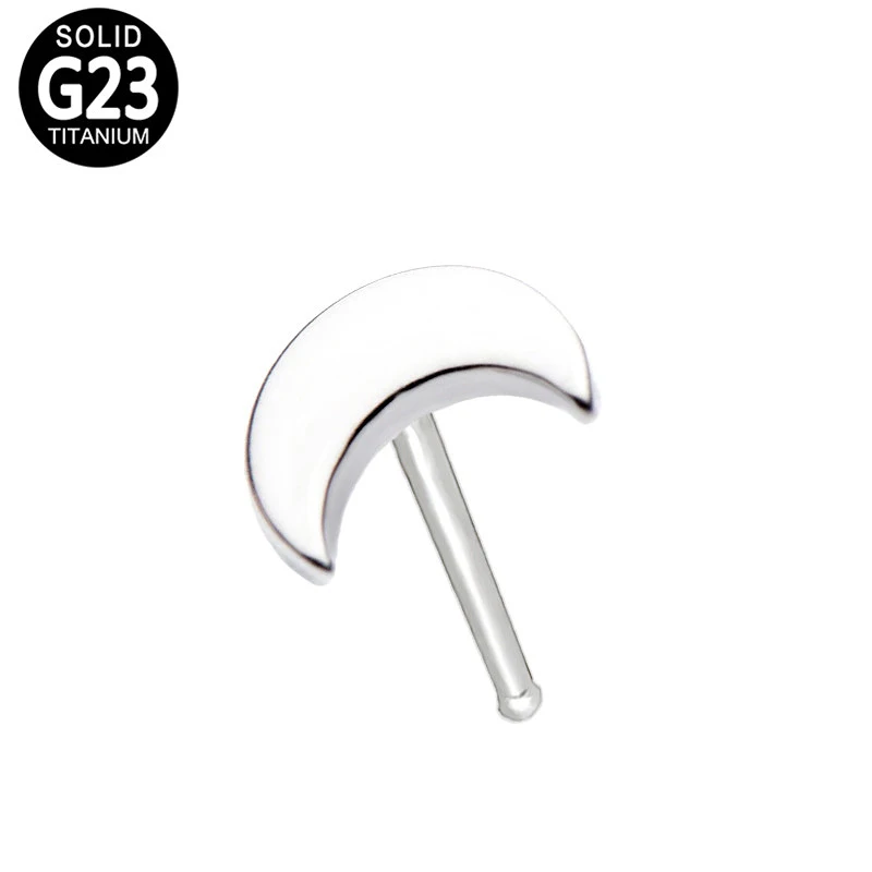 

2pcs Moon G23 Titanium Nose Studs Barbells Ear Tragus Earring Nostril Rings Nose Piercing Fashion Body Jewelry Wholesale