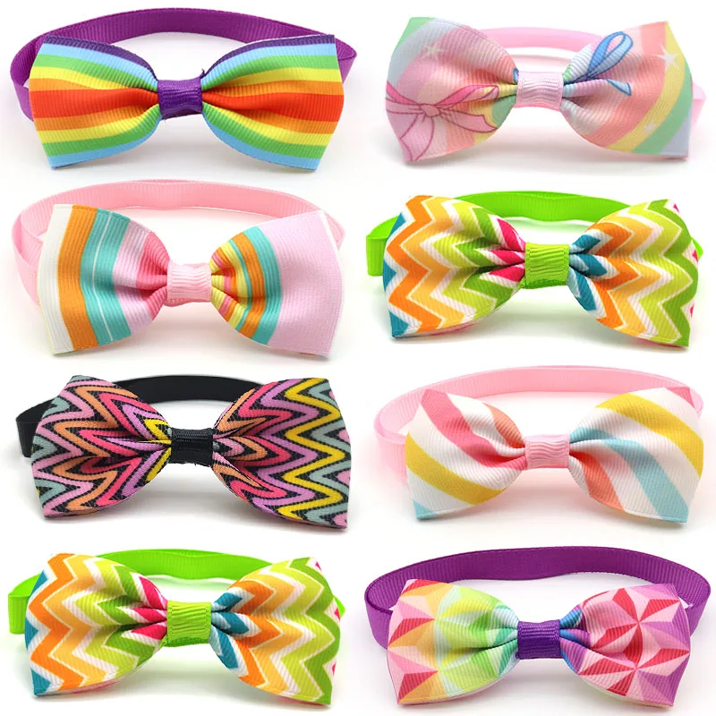 

50/100 Pcs Pet Dog Grooming Product Rainbow Bowknot For Small Dog Bowties Necktie Pet Supplies Dog Accessories Dog Bows Tie