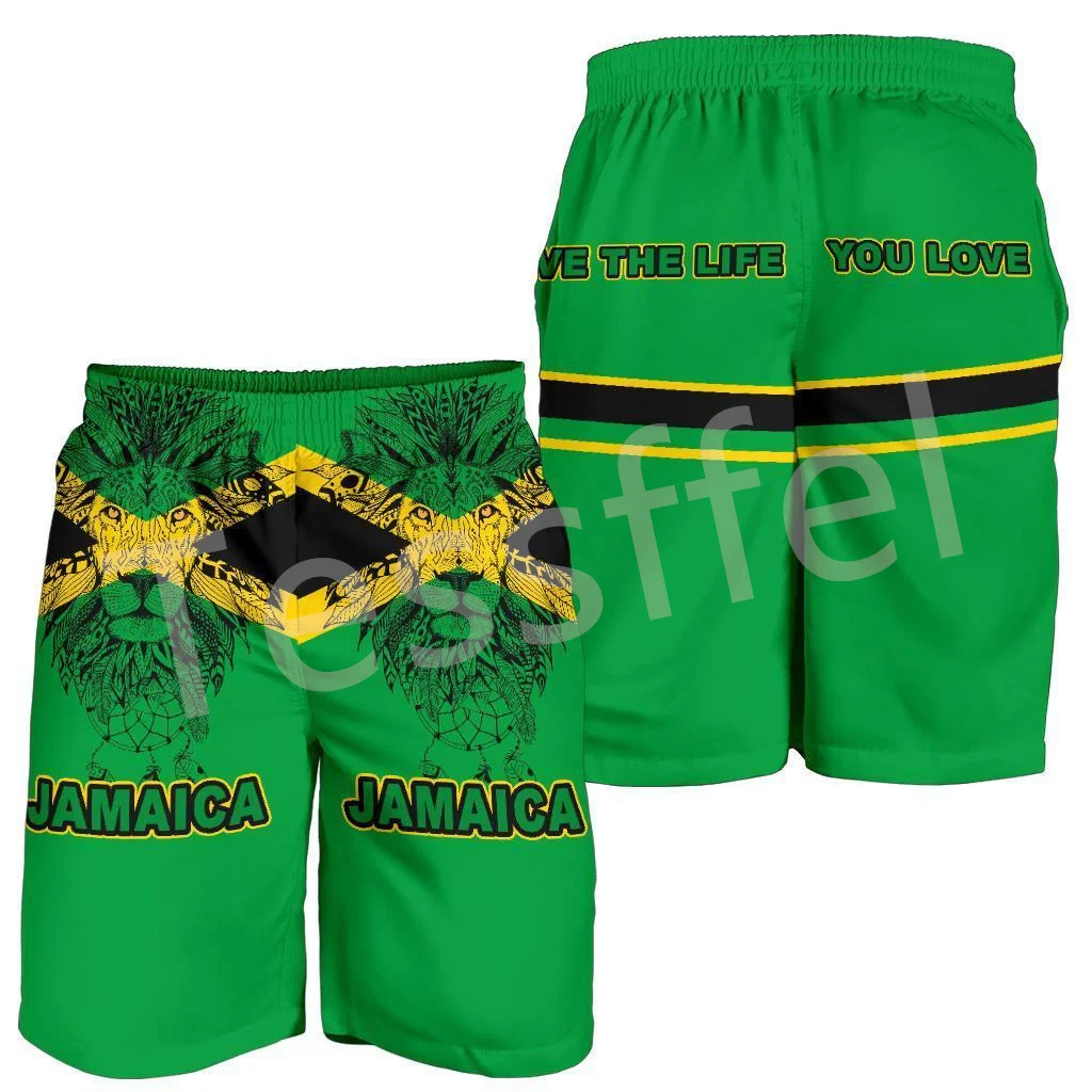 

Tessffel 3DPrint NewFashion Country Flag Jamaica Lion Emblem Retro Summer Shorts Men/Women Harajuku Unisex Beach Sweatpants No.2