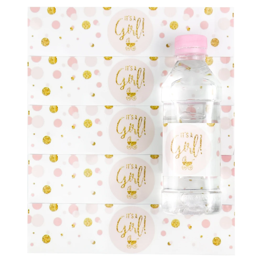 Labels Gold Pink Glitter Heart Candy Bar Birthday Baby Showe