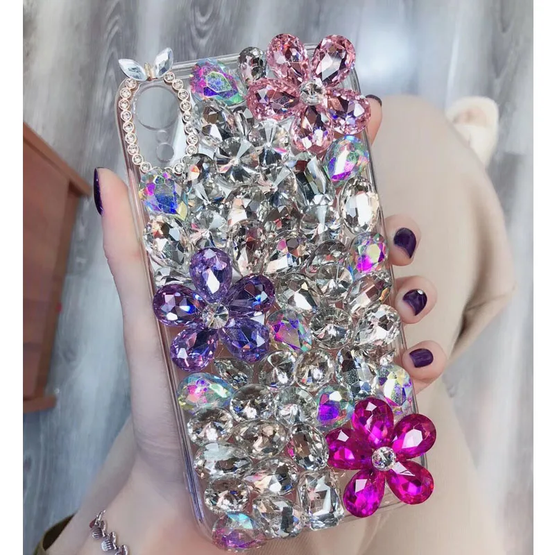 Handmade Phone Case +Strap Diamond Flower TPU+PC Cover for Samsung J3 J5 2015 J7 2018 J510 J710 J330 J530 J5PRO J730 J7PRO |