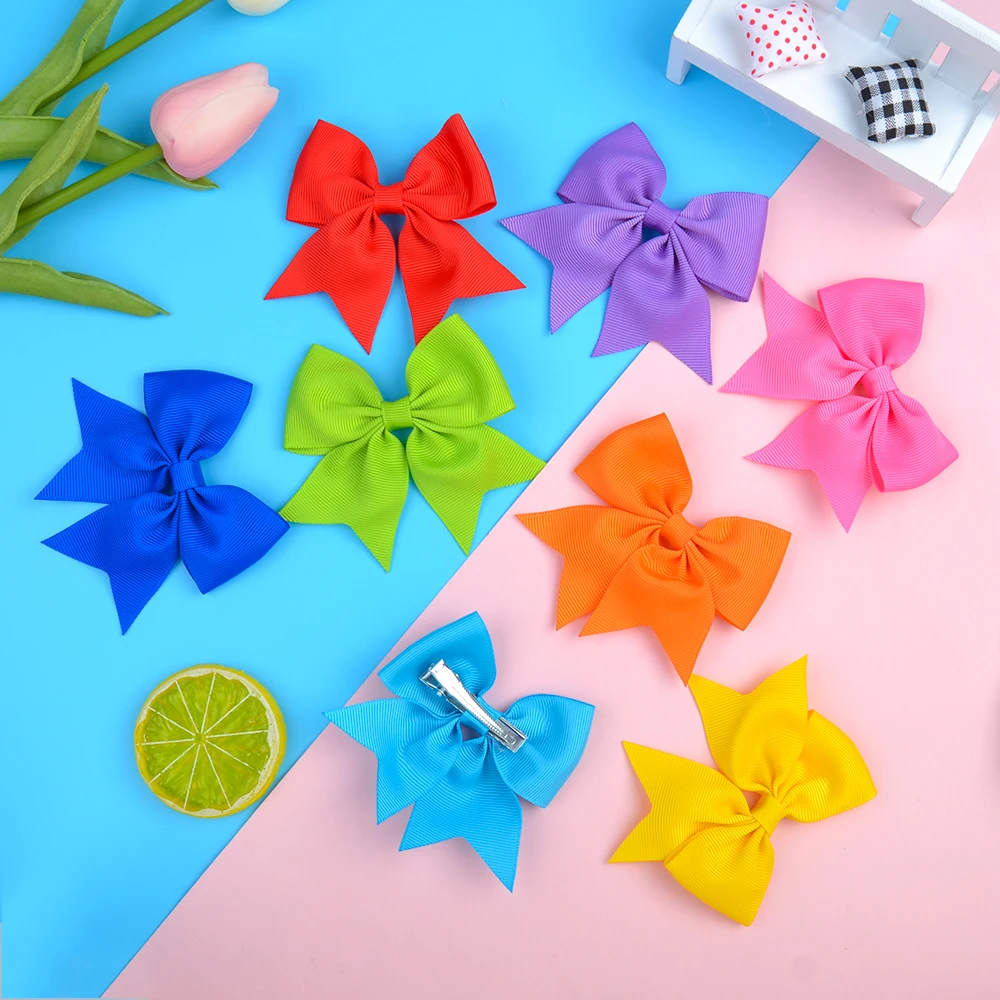 

3.5 Inches Candy Colors Hair Bows With Clip Girls Ribbon Hair Clips Boutique Hairpins Barrettes Headwear Kids Hair Accessories