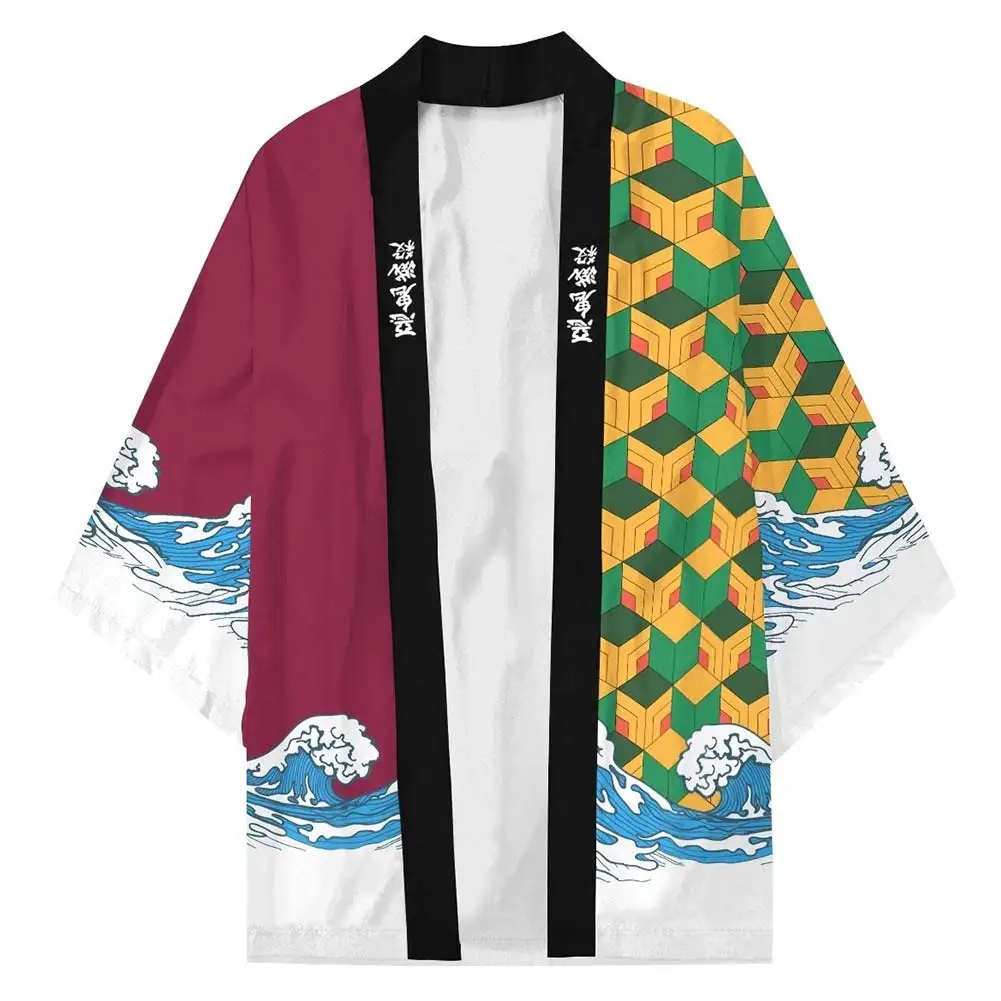 Плащ-кимоно Tomioka Giyuu рассекающий демонов кардиган повседневный костюм с принтом и