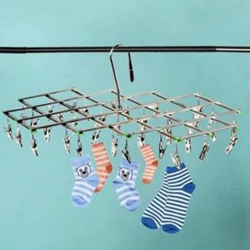 

Stainless Steel Underwear Sock Dryer Laundry Rack Flat Head Clothes Hanger Airer Rust Resistant Strong Grip
