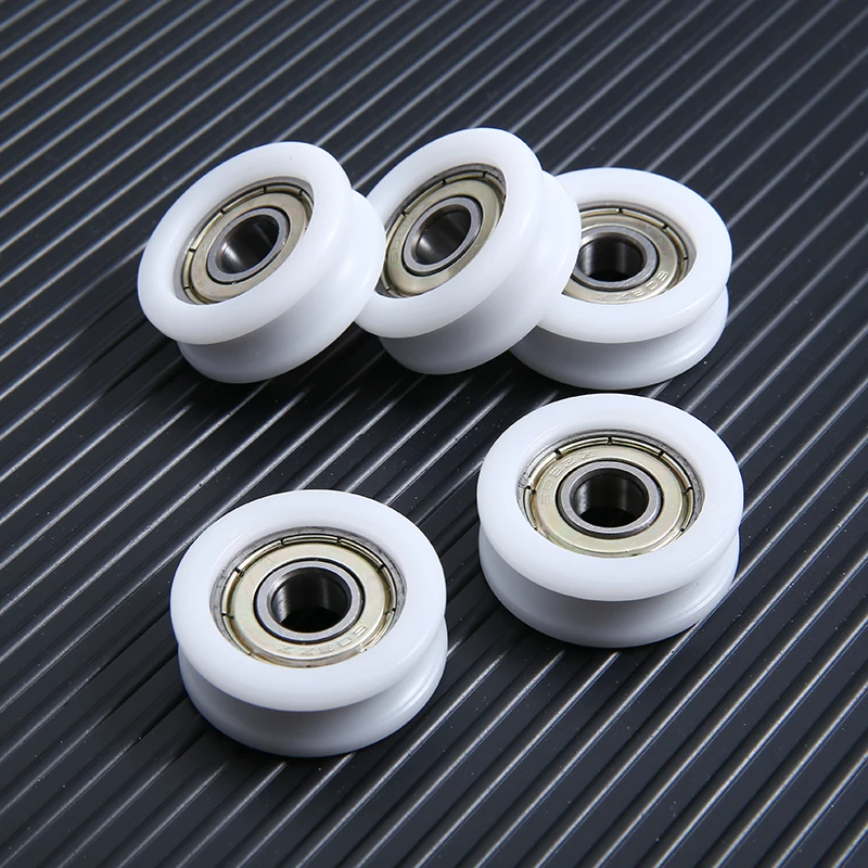 5pcs Nylon Plastic Embedded 608 U Groove Ball Bearing Guide Roller Pulley 8*30*10mm For Drawers Aluminum Doors Windows Mayitr