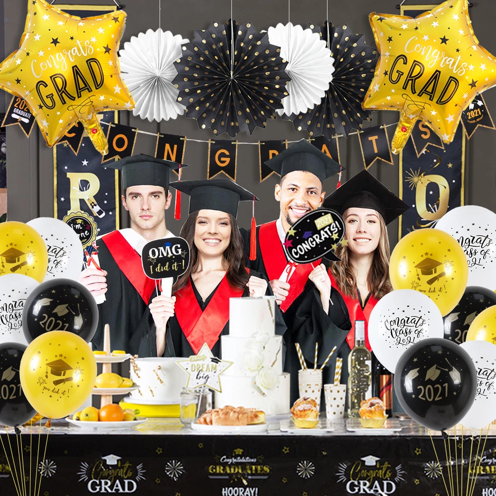 2021 Выпускной вечерние украшения поздравления град баннер воздушные шары фон