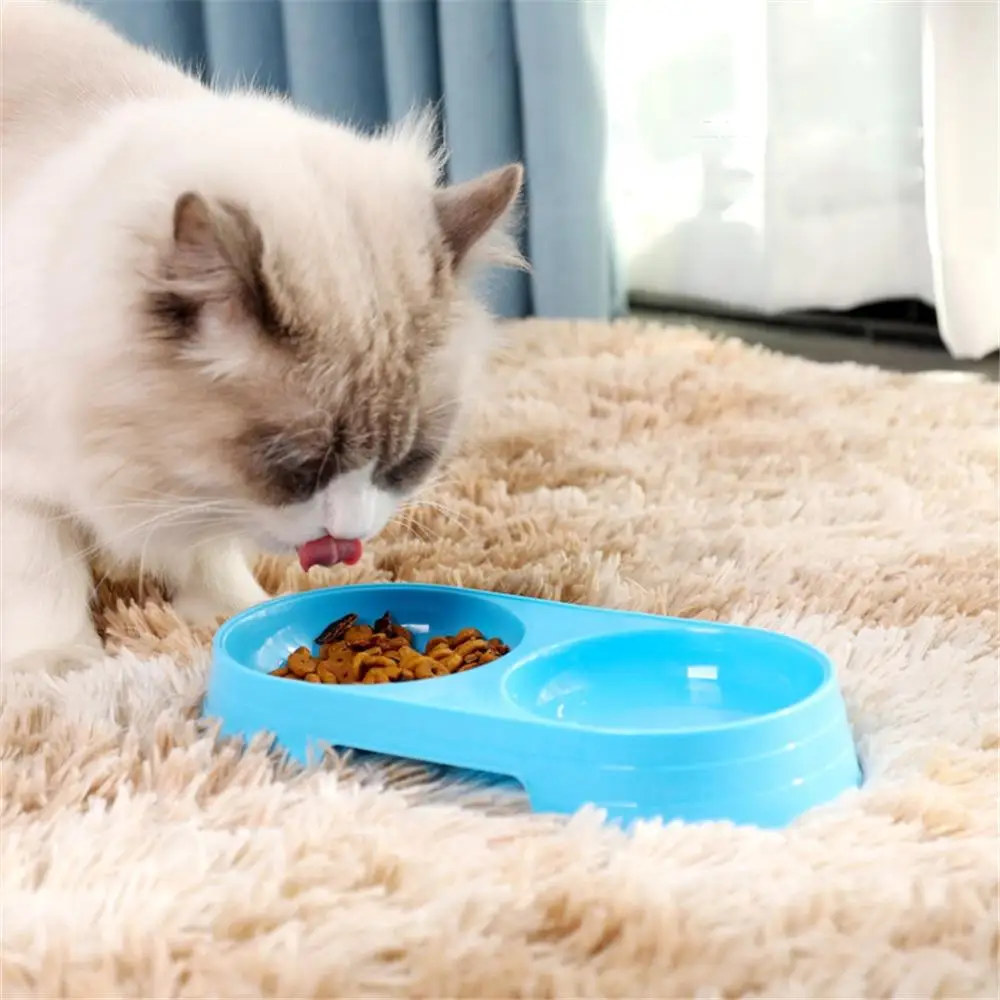 

Plastic Pet Double Bowl Cat Dog Universal Feeder Cheap Puppy Kitten Feeding Food Bowls Pets Doggy Drinking Water Dishes