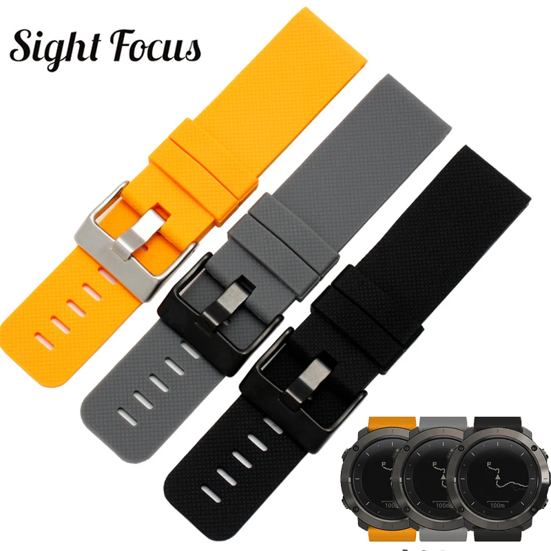 Sight Focus-correa de reloj de goma para Suunto TRAVERSE Series, correa de silicona para reloj, color naranja, negro y gris, de 24mm